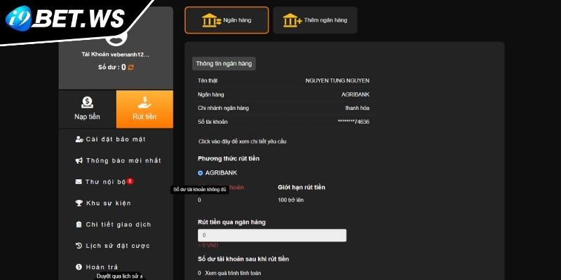 Nạp Và Rút Tiền I9BET 2 Phương thức nạp và rút tiền I9BET thu hồi thành quả